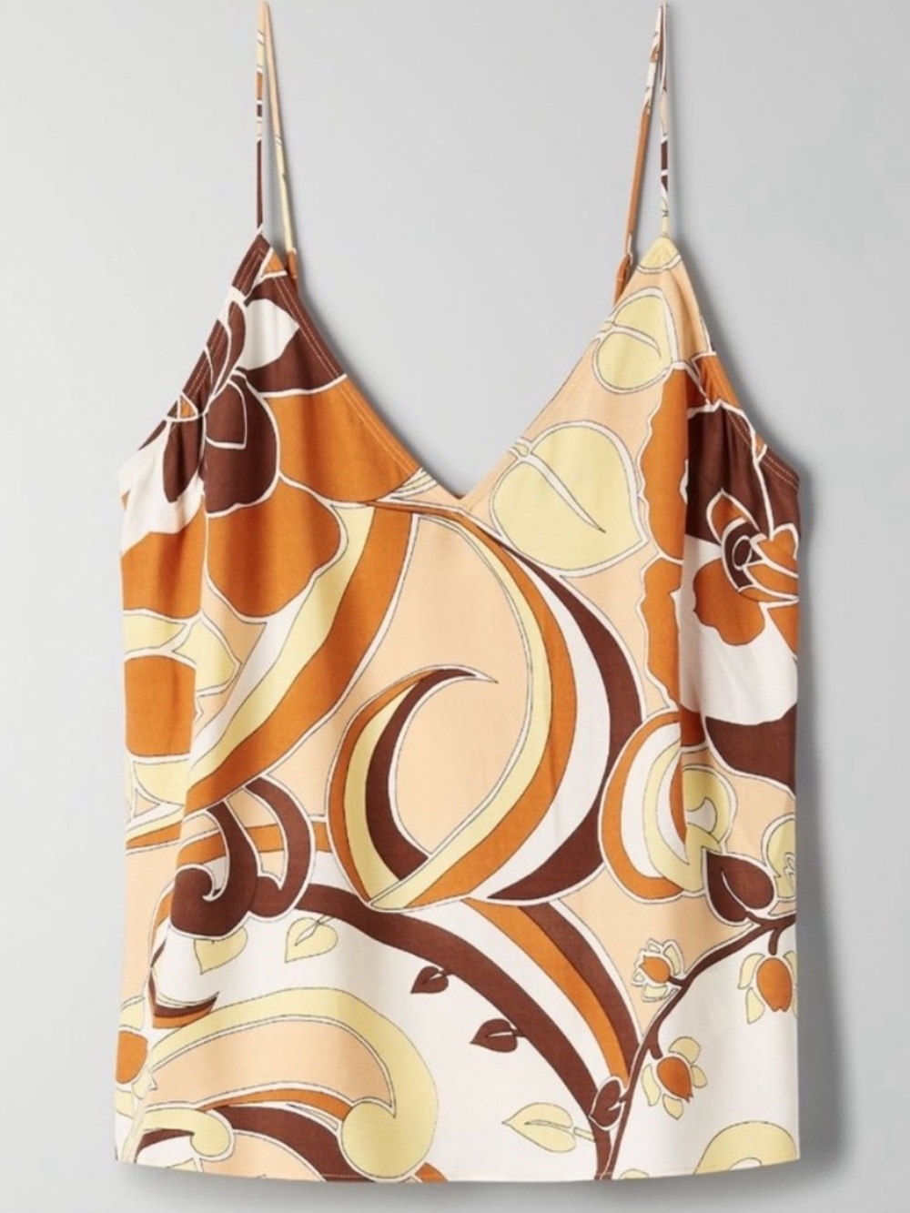 NWT Wilfred Boscono Cami Tank Top Silky Festival Boho 70s Retro Mod